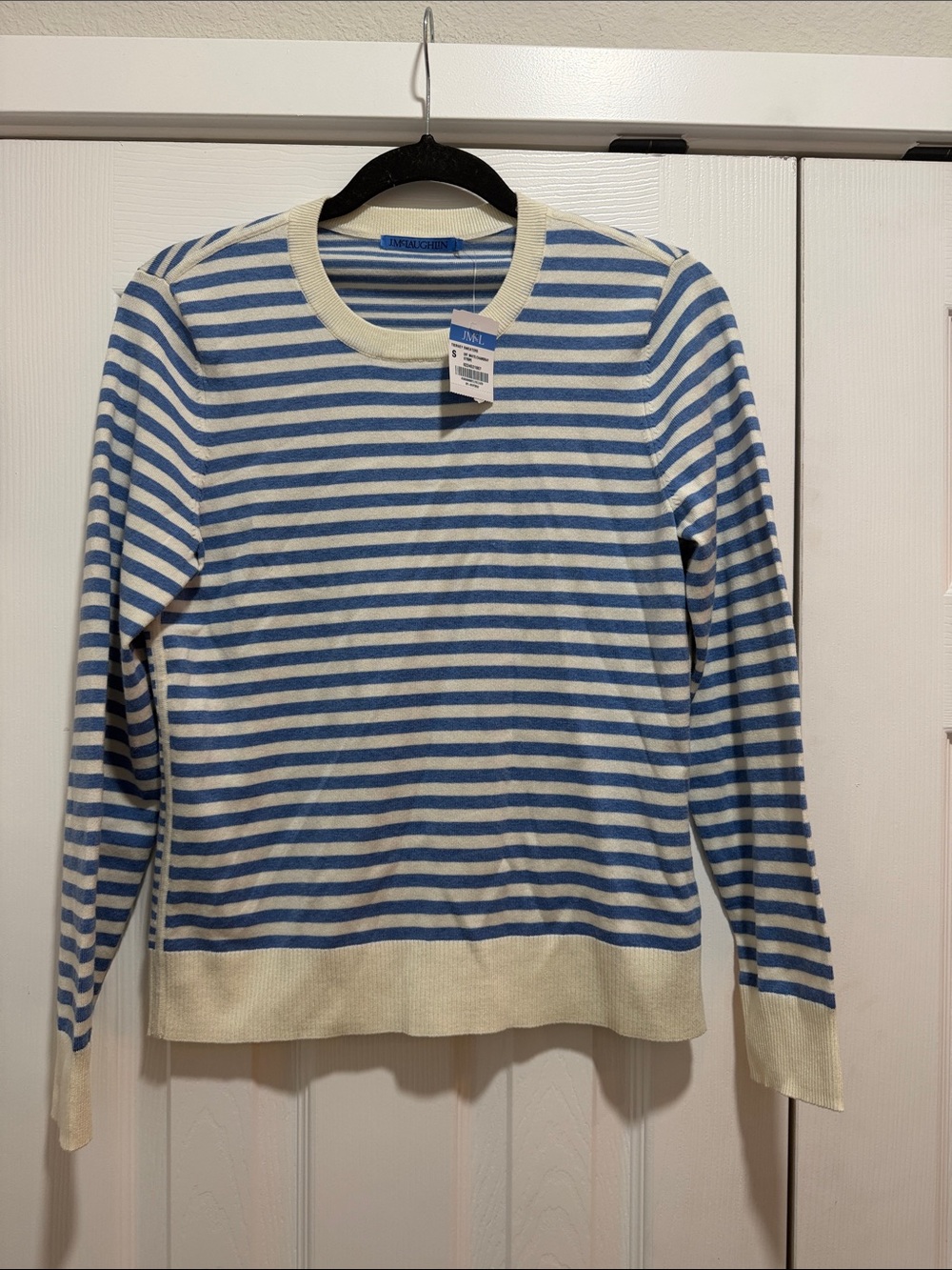 NWT J. McLaughlin Tierney Off White Chambray Stripe Sweater Small
